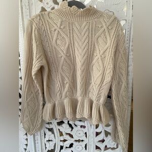 Wishlist Cream Mock-neck Cable Knit Sweater
